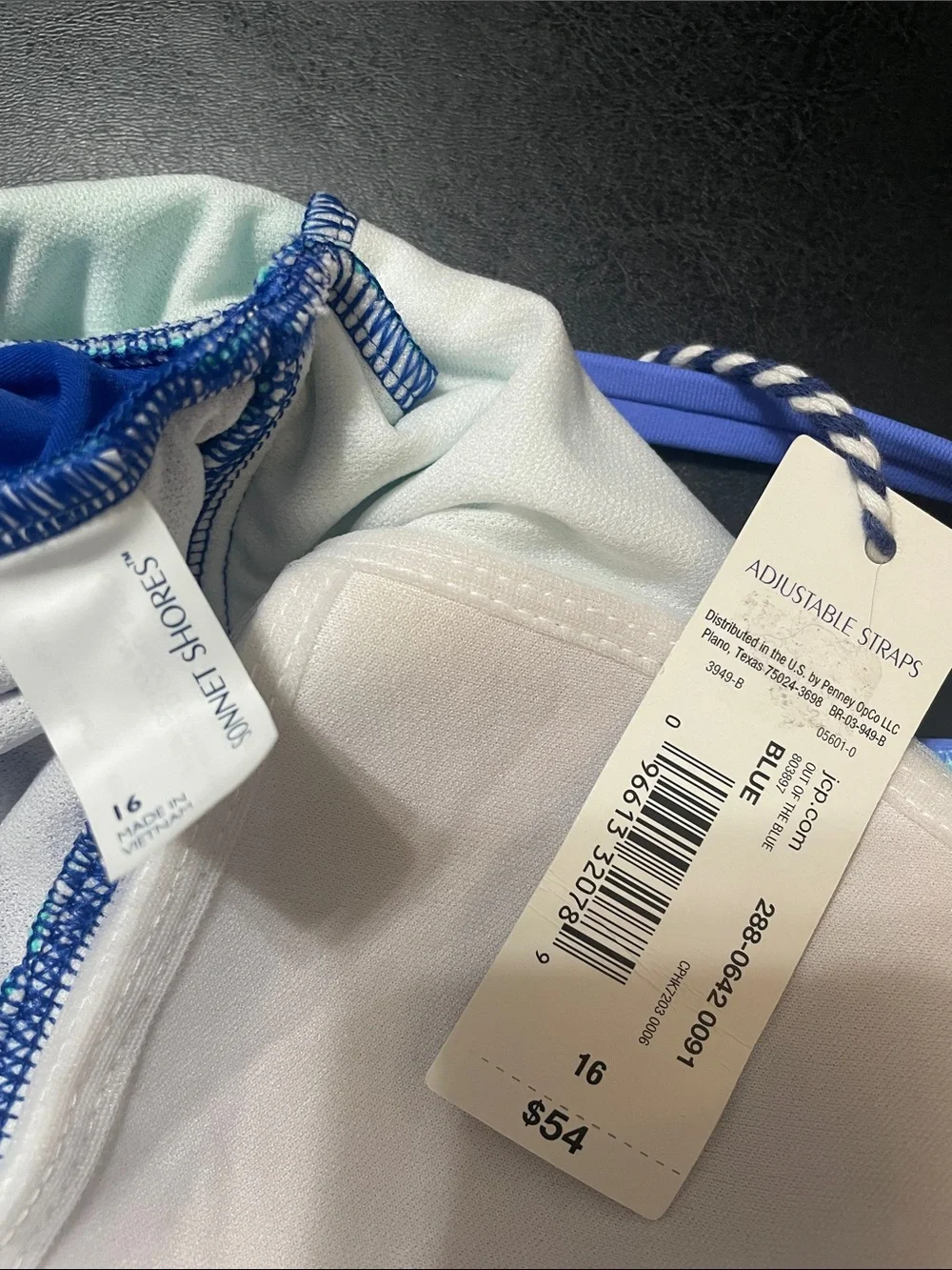 Girls' Colorblock Blue & Mint Swim Top  Sz.16 young girls NWT adjustable straps